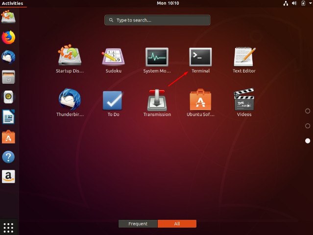 ubuntu-terminal-välj