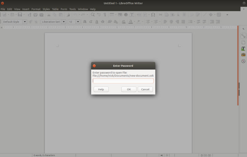 Åpne kryptert fil LibreOffice