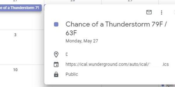 Lägg till Google Calendars Weather Display