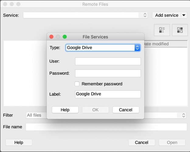 Avaa Muokkaa etätiedostoja Google Drive Libreoffice Gdrive Setup