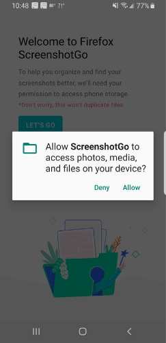 Screenshotgo-käyttöoikeudet
