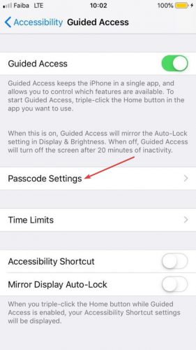 Lås appar Iphone-inställningar Guidad åtkomstkodinställningar