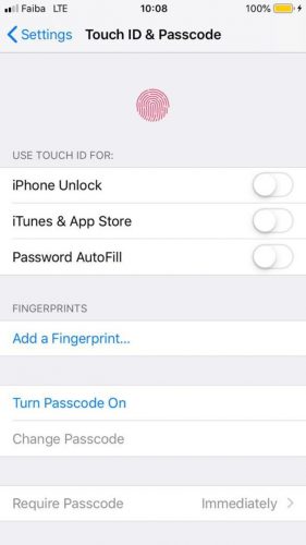 Lås appar Iphone-inställningar Touchid-lösenord