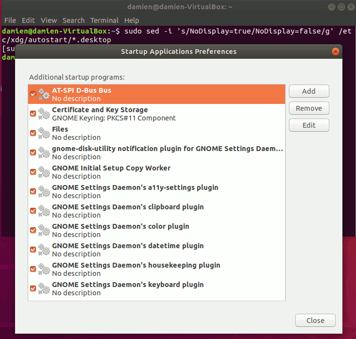 Ubuntu Visa alla startapplikationer