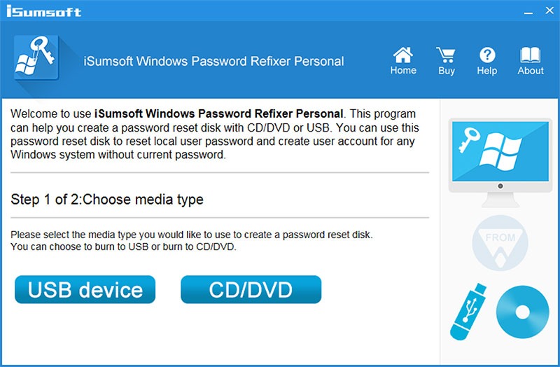 Isumsoft Windows Password Refixer Review Startskjerm