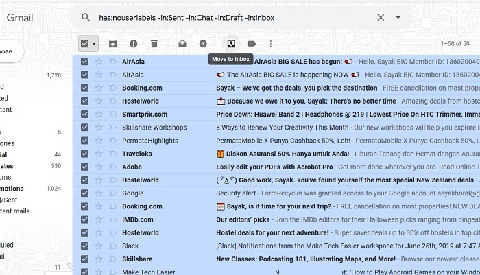 Henter arkiverte e-poster Søk Syntaks All Mail Gmail