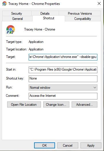 Chromen mustan näytön laitteistokiihdytystavoite