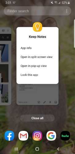 Androidin jaettu näyttö Avaa ensimmäinen sovellus