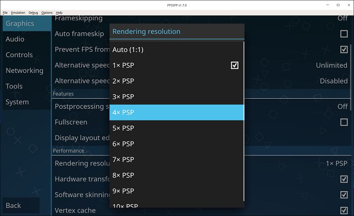Ppsspp Psp On Deepin Linux Rendering Resolution