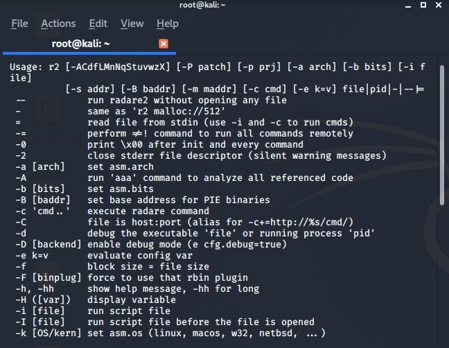 Lista penetrationsverktyg Kali Linux Radare
