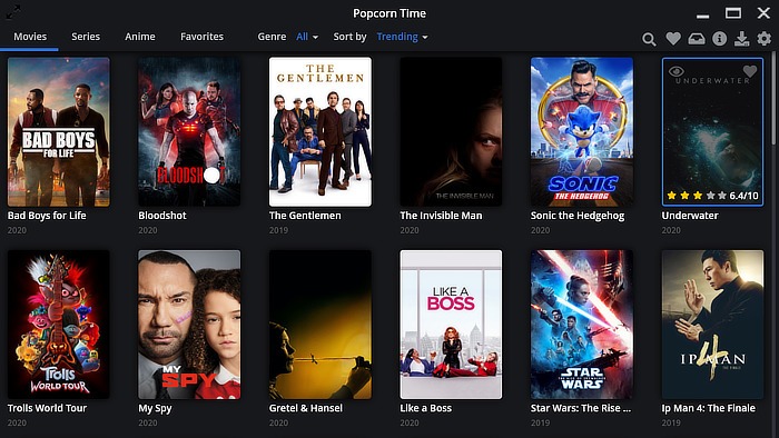 Popcorntime Legal Front Screen