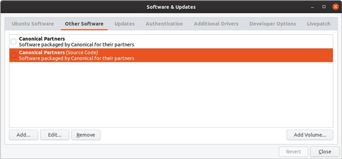 Ubuntu-arkiston Gui-hallinnan oletusvarastot