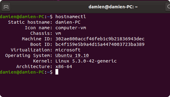 Hostnamectl Ubuntu-information