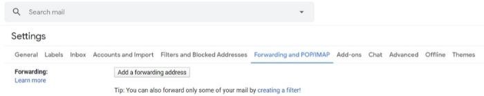 Videresend alternativ for videresending av Gmail Outlook