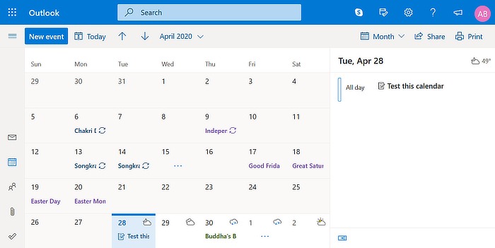 Google-kalenterivaihtoehdot Outlook-kalenteri