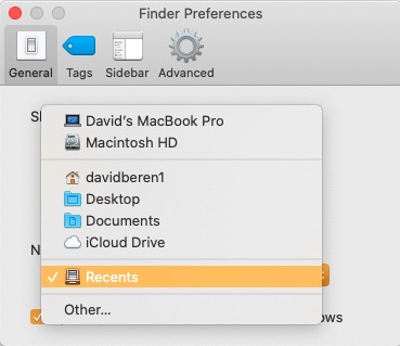 Bästa Mac Finder-inställningar Standardmapp