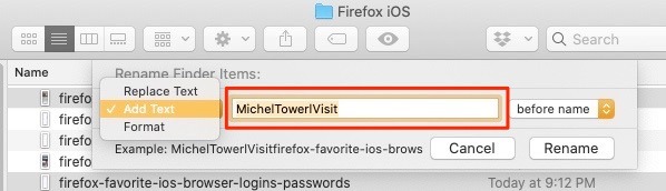 Bästa inställningar för Mac Finder Byt namn på flera filer till höger