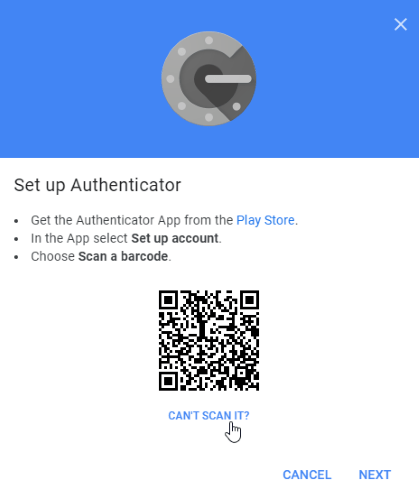 Google Authenticator Code Scan