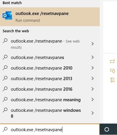 Outlook-problem Återställ Navpane 1