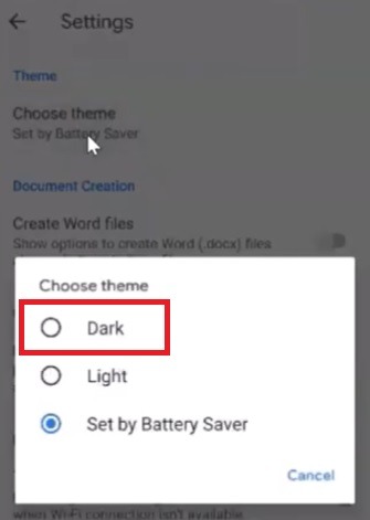 Kuinka ottaa Google Docs Dark -tila käyttöön Android Darkissa