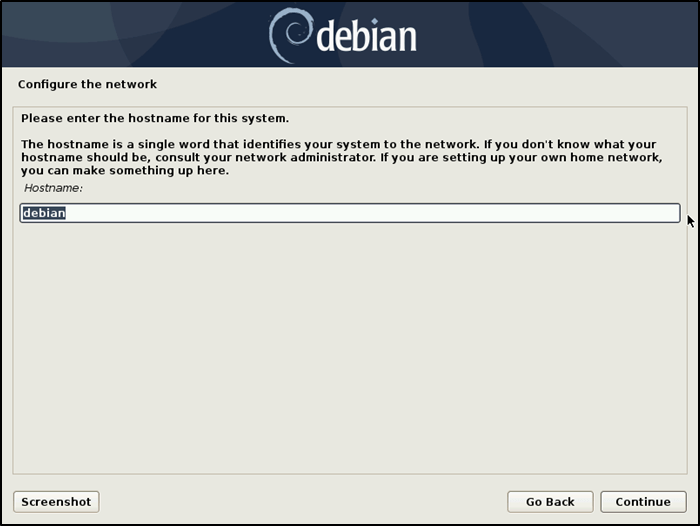 Debian Install Velg vertsnavn