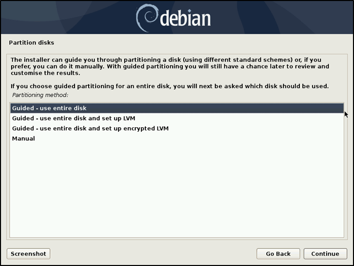 Veiledning for installering av Debian-partisjonsdisk