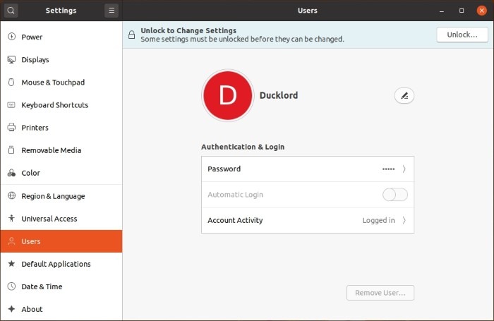 Inaktivera användarpanelen för Ubuntu-låsskärmen