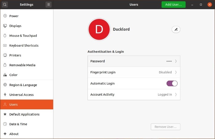 Inaktivera Ubuntu-låsskärmen Aktivera automatisk inloggning