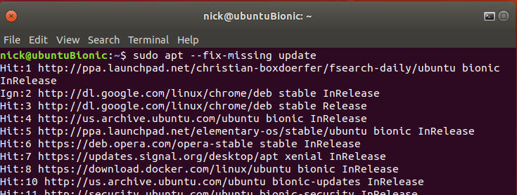Ubuntu Apt Fix saknas