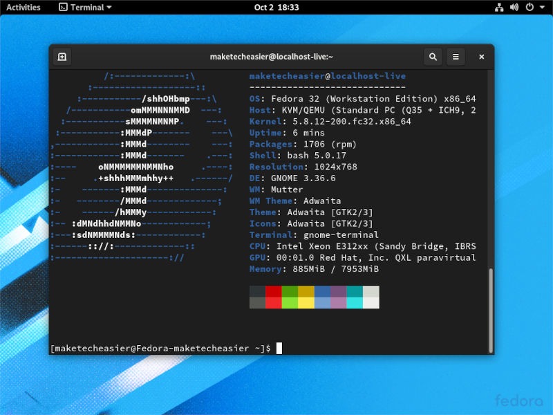 Gnome Shell Neofetch