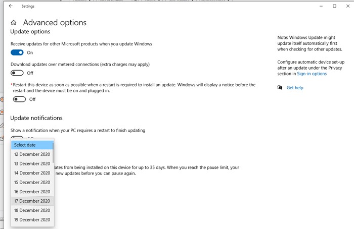 Sluta inaktivera Windows 10-uppdateringar Välj datum