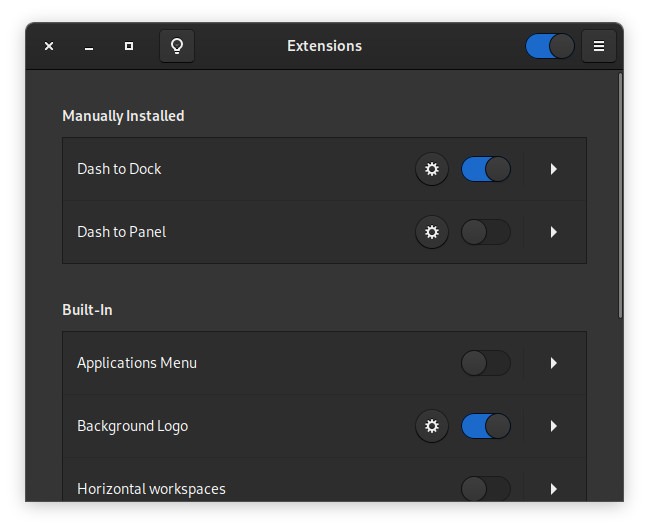 Deaktiver Dynamic Workspaces Gnome Shell Extensions