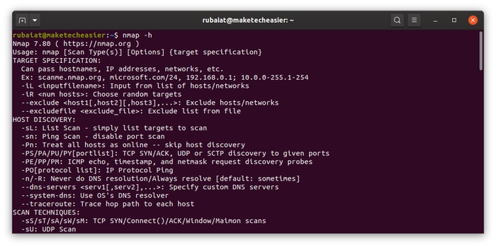 Linux Port Scanner Nmap