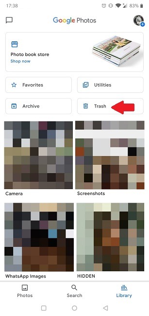 Hvordan gjenopprette slettede bilder Google Photos papirkurvmappe