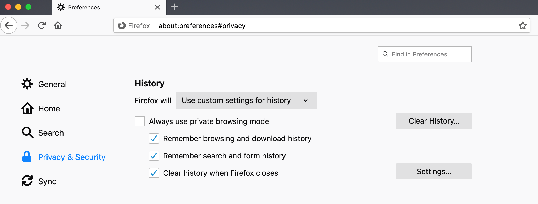 Rensa din webbhistorik automatiskt när Mozilla Firefox stängs. 