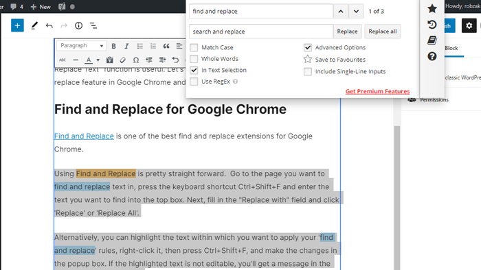Etsi ja korvaa teksti Chrome 1 1