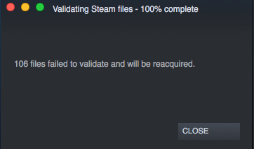 Steam kommer att försöka validera alla filer i din lokala cache och hämtar alla filer som saknas eller har skadats igen.