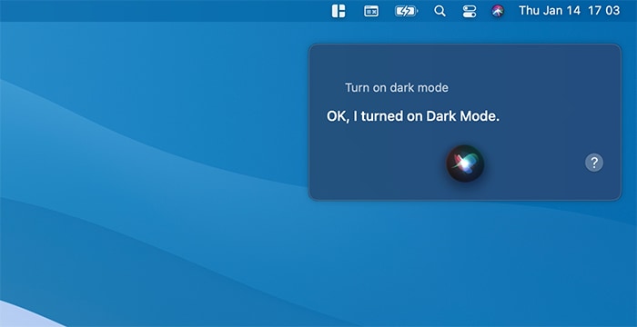Macos Dark Mode Siri -vahvistus