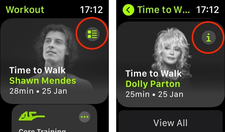 Time to Walk Apple Watch Workout App Layout