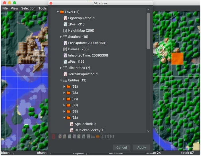 Linux Minecraft Editorin Mca-valitsin