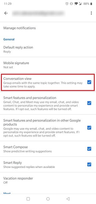 Slik deaktiverer du Gmail-samtale Vis funksjon for deaktivering av mobil