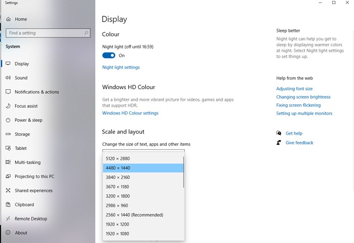 Ställ in flera bildskärmsinställningar för Windows-skärm