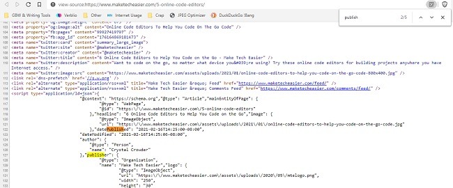 Hur man får reda på när en webbsida publicerades Kod
