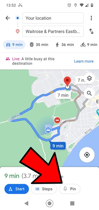 Tallenna reitti Google Maps Pin