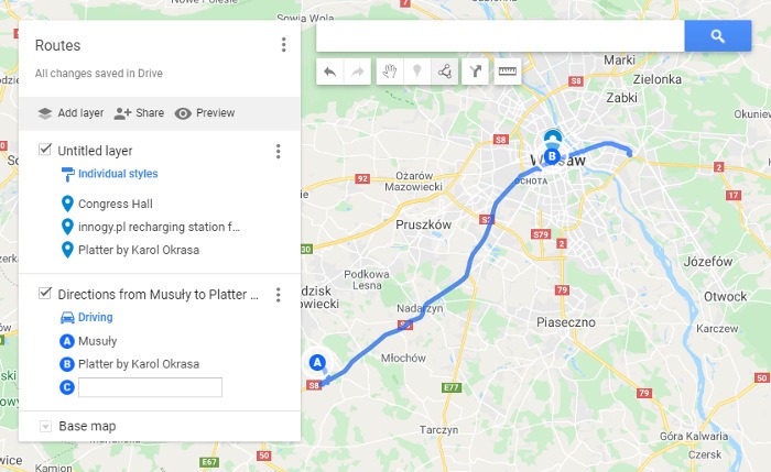 Kuinka tallentaa reitti Google Mapsiin