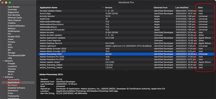 Force App Run Intel versjon M1 Mac-systemrapport Kind