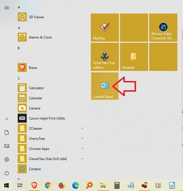 Ohjauspaneelin avaamistavat Windows 10: ssä Käynnistä kiinnitetty
