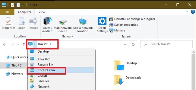 Ohjauspaneelin avaamistavat Windows 10: ssä Tämä tietokone
