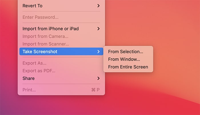 Fange skjermbilder Cursor Mac Preview App
