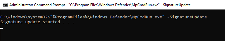 Windows Defender Command Line 06 Oppdater Windows Defender